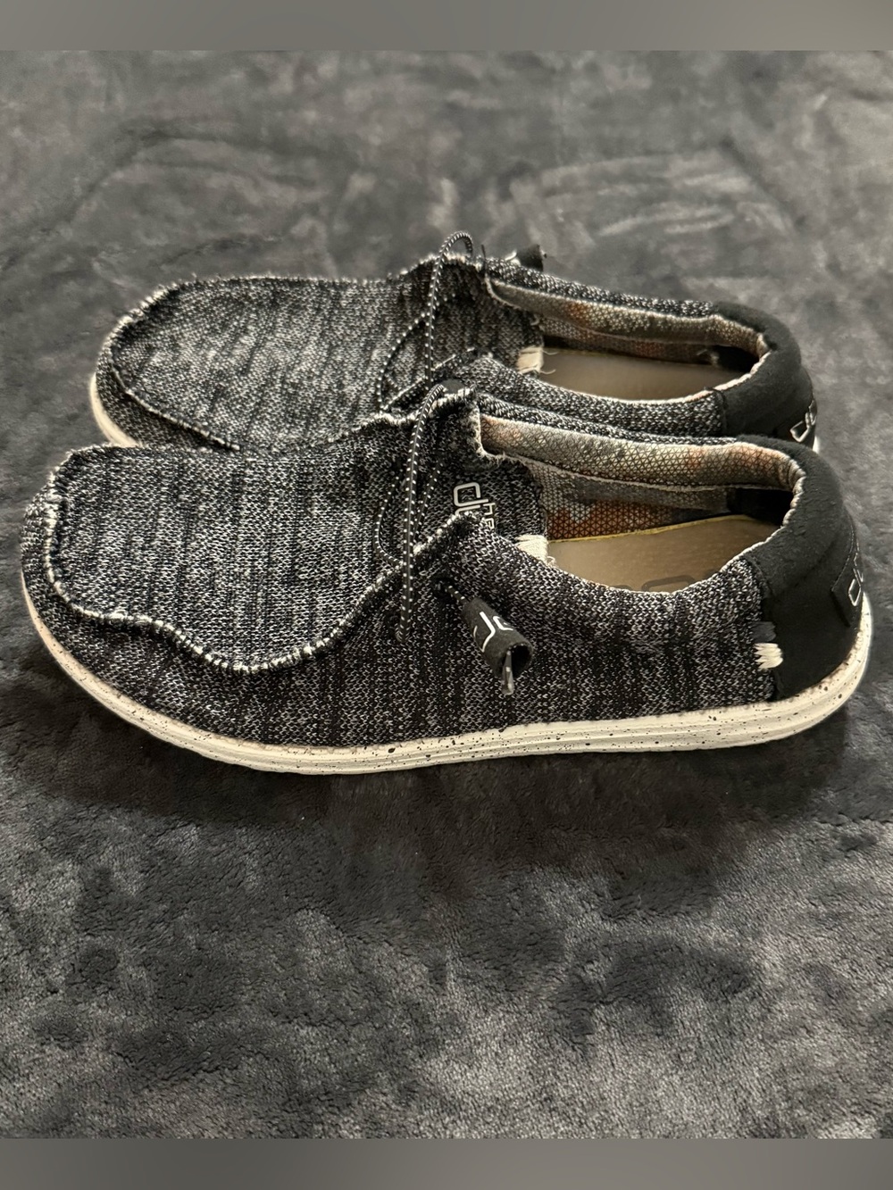 Hey Dude Men's Slip-On Sneakers in Charcoal and White